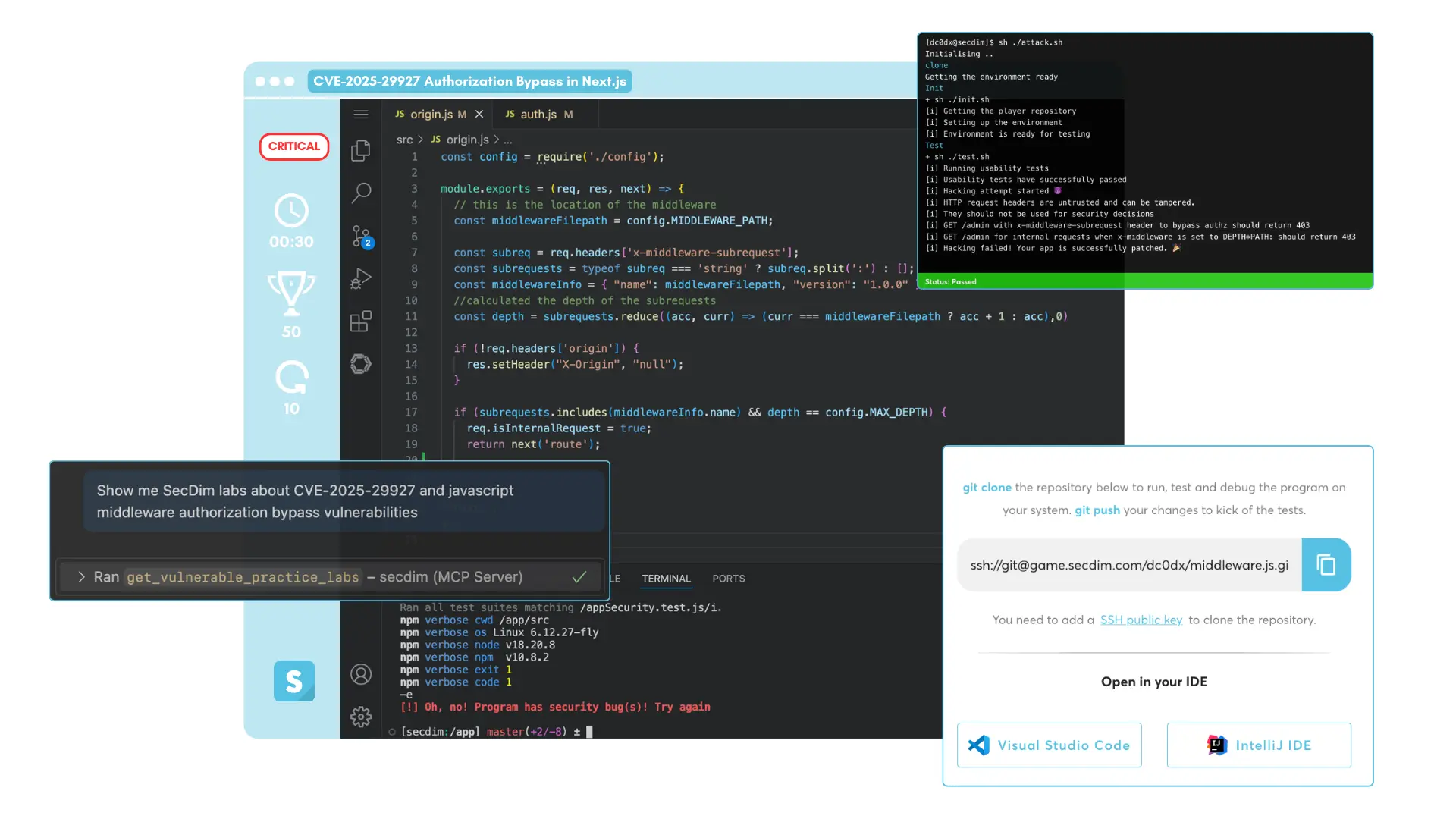 Secure coding challenges in git repository